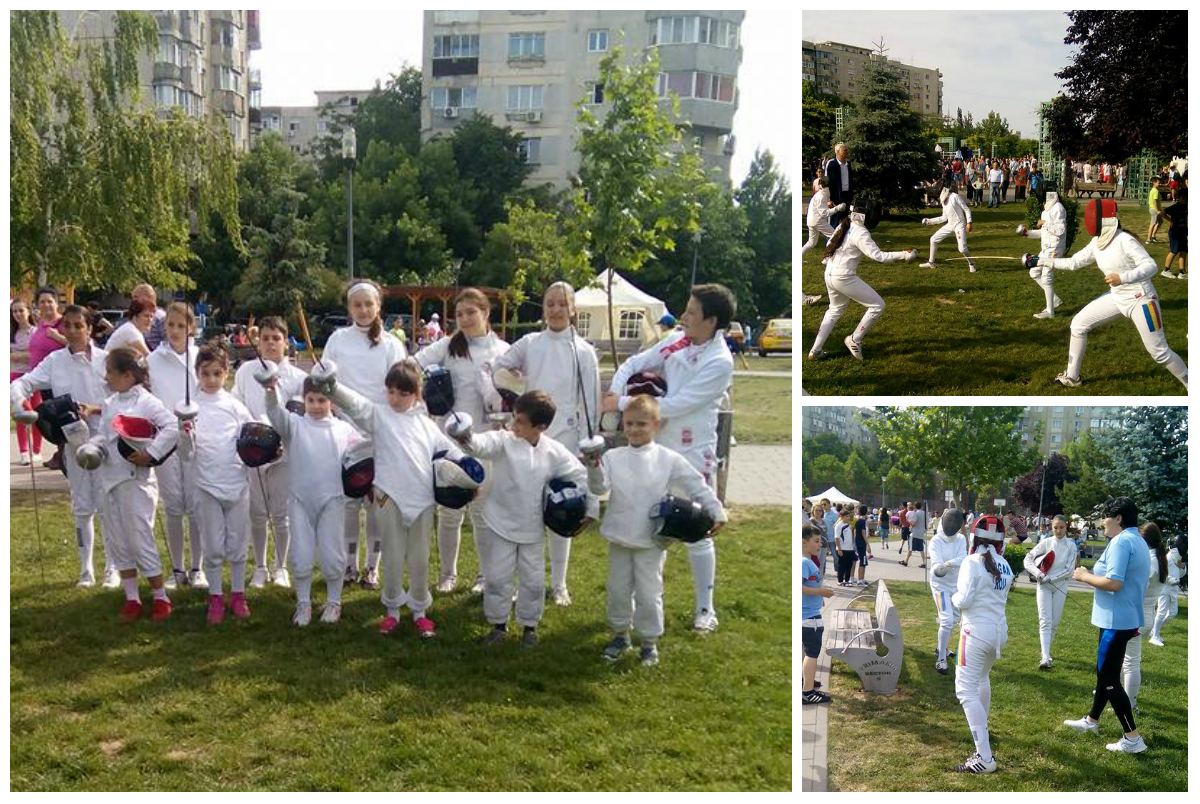 Sportivii de la CS Contraatac au susținut duminică demonstrații de scrimă în Parcul Sebastian din București