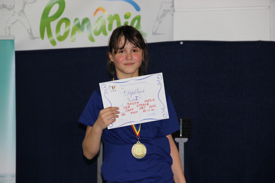 Maria Badea (CSA Steaua) a câștigat medalia de aur la Campionatul Național de scrimă pentru copii, în proba de sabie feminin, categoria 10-11 ani