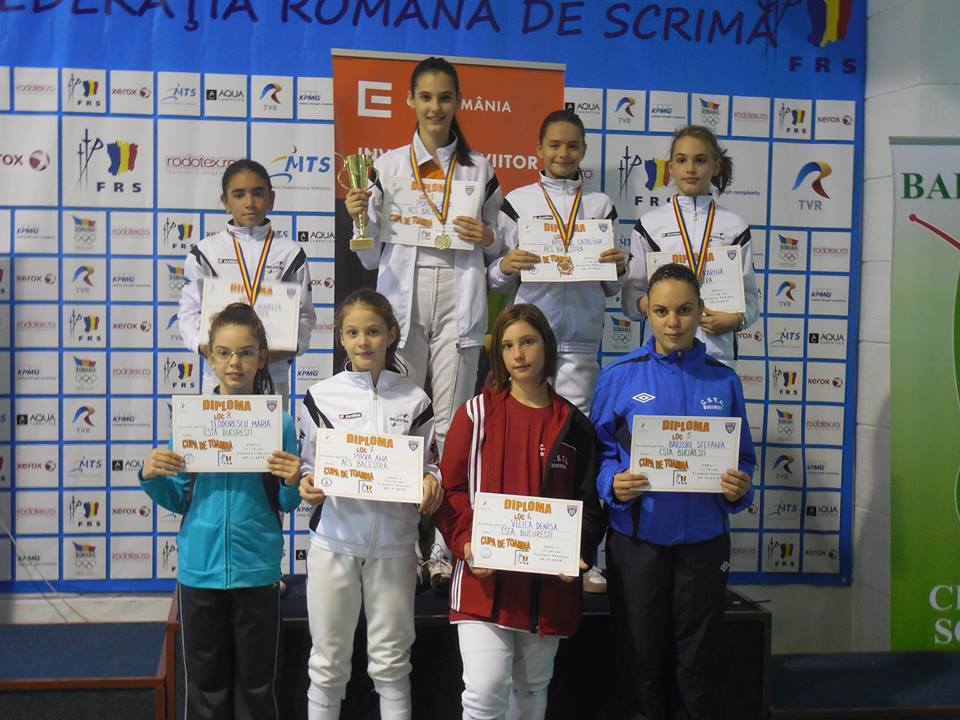 Briana Vasile, Maria Radu, Crina Popa și Andreea Gheorghe au fost învingătoare în ziua a doua a Cupei de Toamnă la floretă pentru copii și speranțe