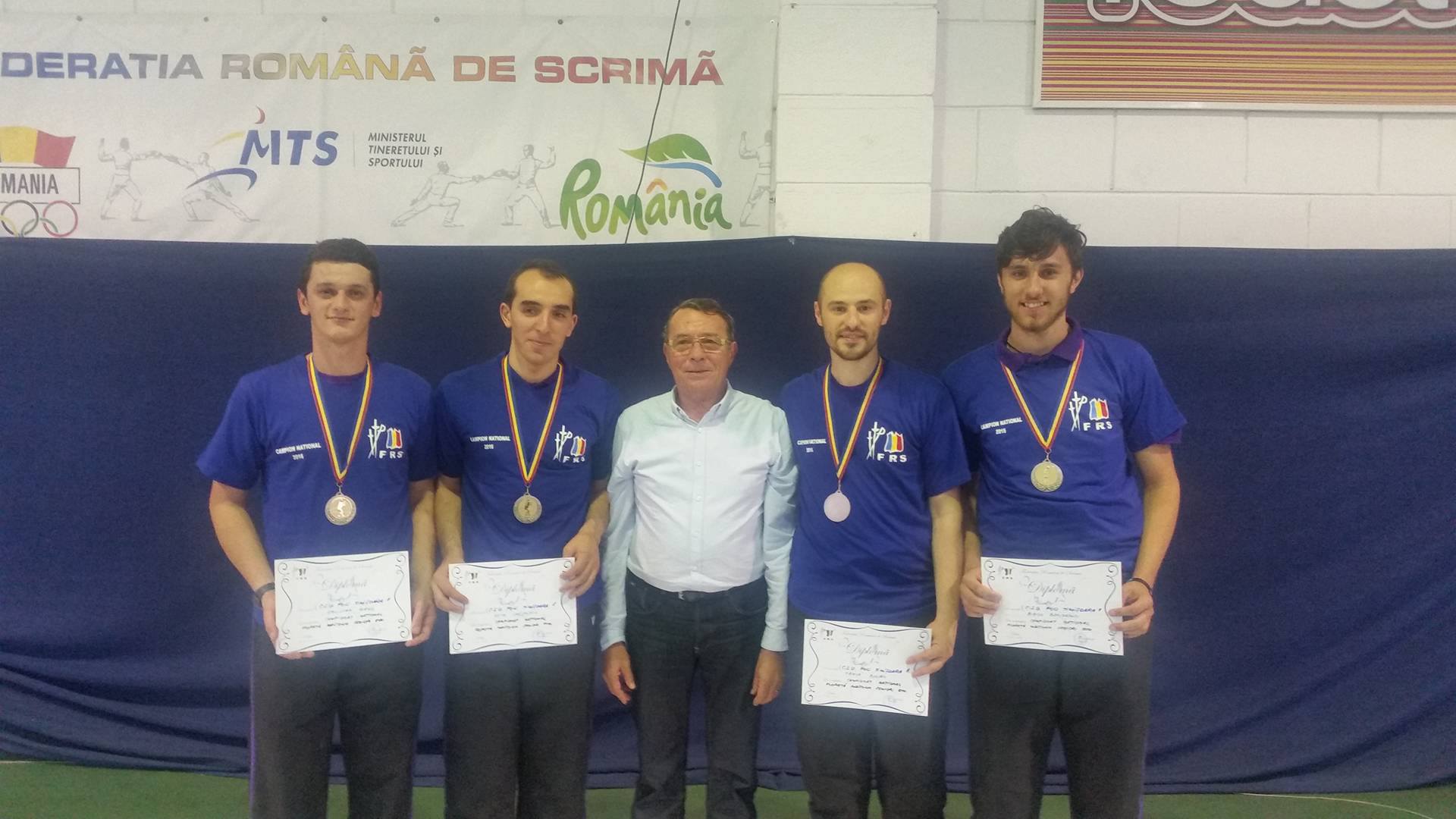 CSU Poli Timișoara a cucerit medaliile de aur la Campionatul Național de floretă seniori masculin echipe