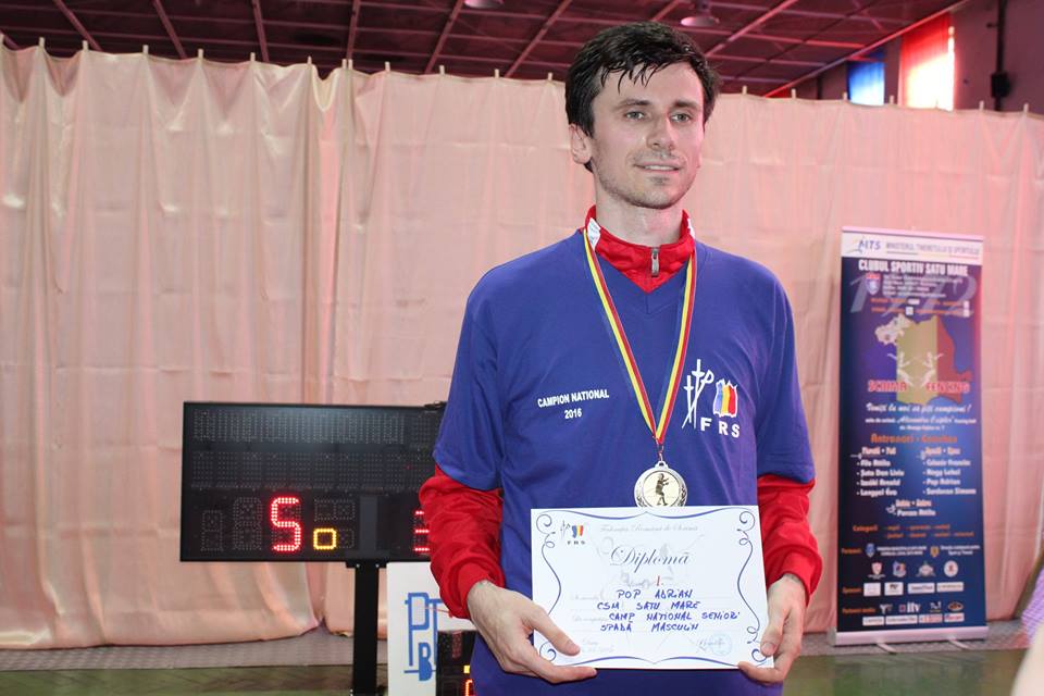 Adrian Pop (CSM Satu Mare) a câștigat medalia de aur la Campionatul Național de spadă seniori, în proba masculină la individual