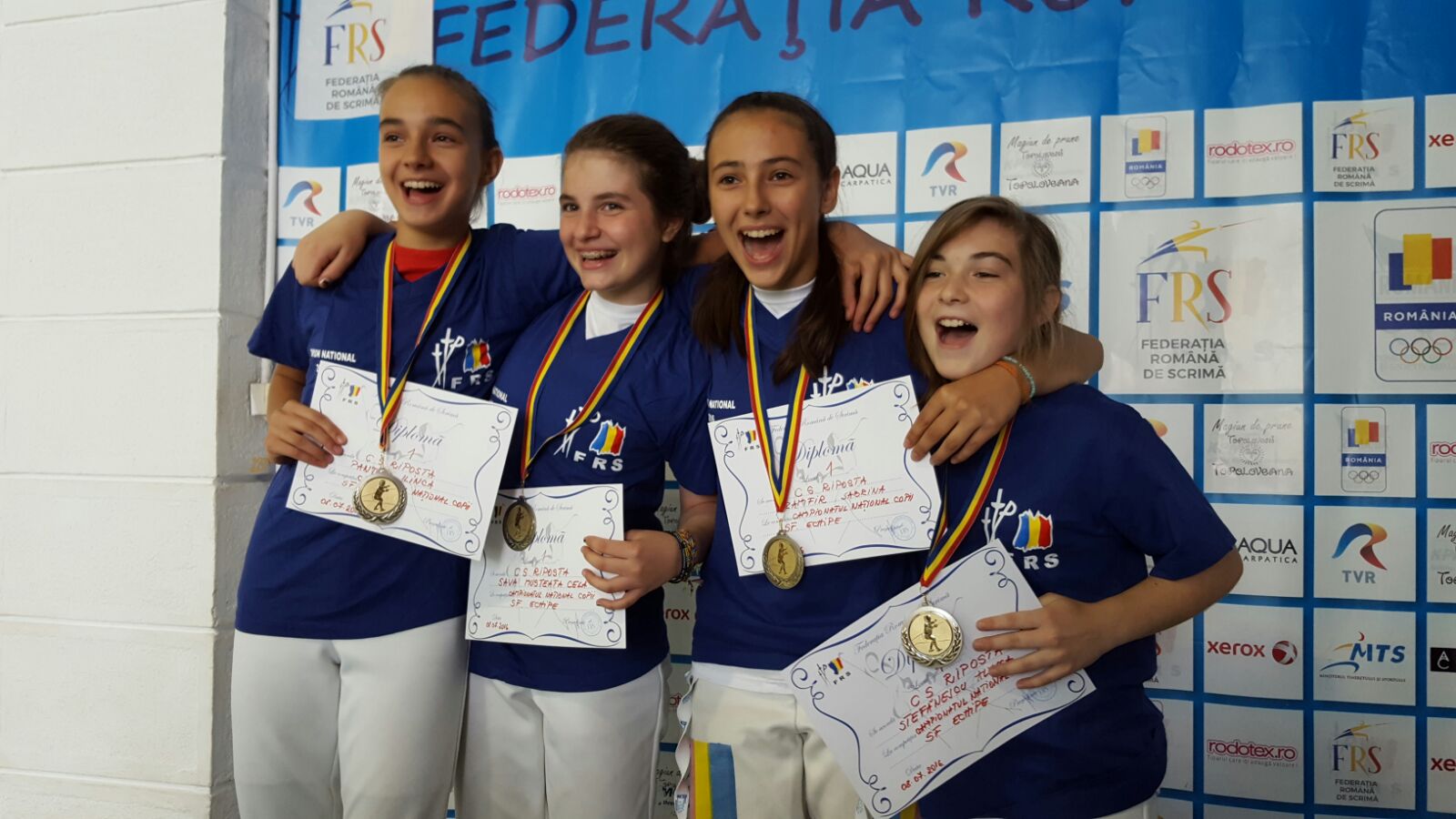 CS Riposta1 a câștigat Campionatul Național de Scrimă Copii, în proba de sabie feminin echipe, la categoria 10-13 ani