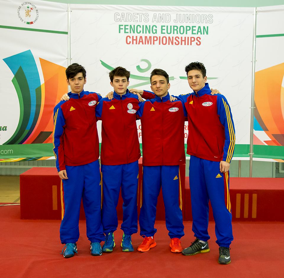 Campionatul European de cadeți și juniori de la Plovdiv, ziua 4, proba 8: România trage pe tabloul de 16 în proba de floretă cadeți masculin echipe
