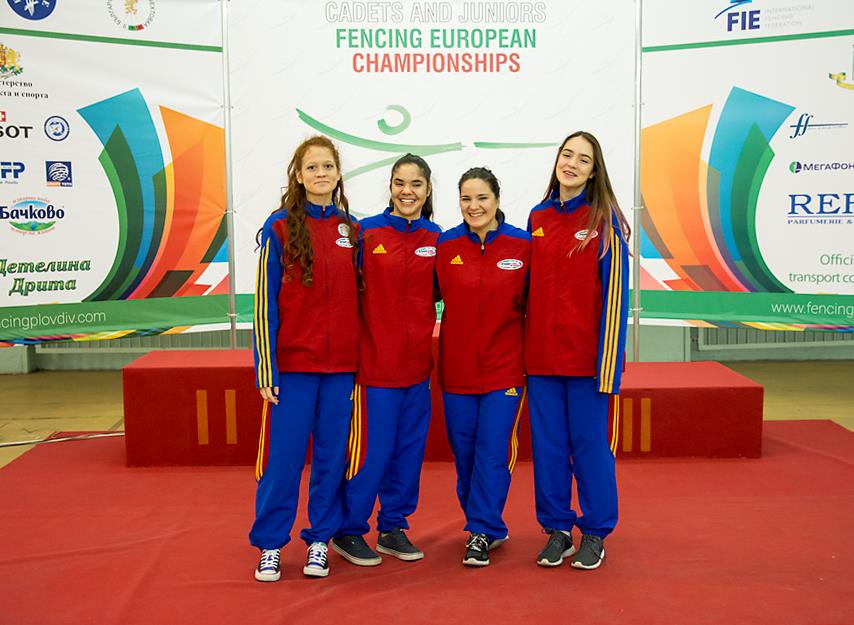 Campionatul European de cadeți și juniori de la Plovdiv, ziua 5, proba 11: România trage pe tabloul de 16 în proba de floretă cadeți feminin echipe