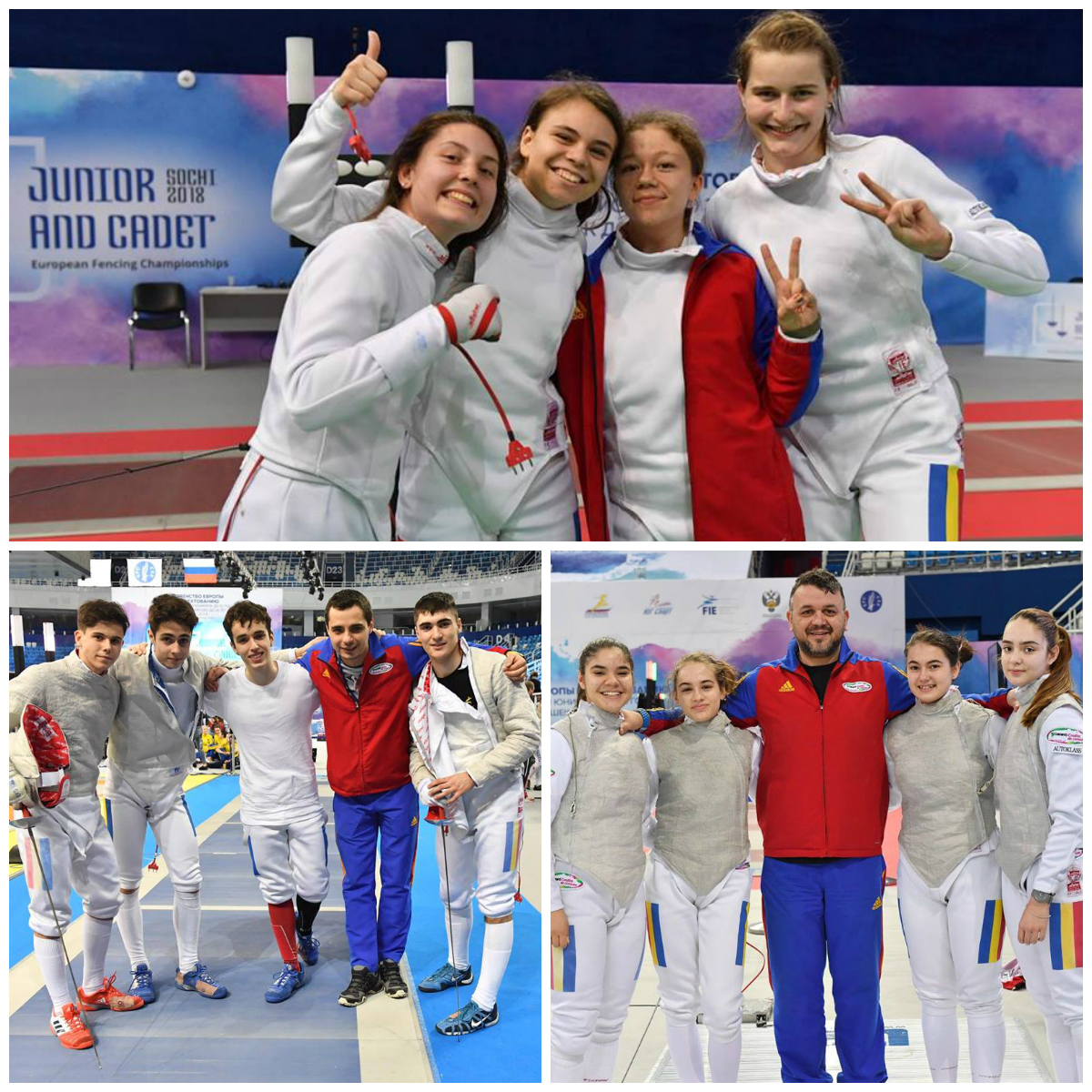Zi de excepție la Soci! România a cucerit trei medalii de bronz la Campionatul European, în probele de cadeți echipe la spadă feminin, sabie masculin și floretă feminin